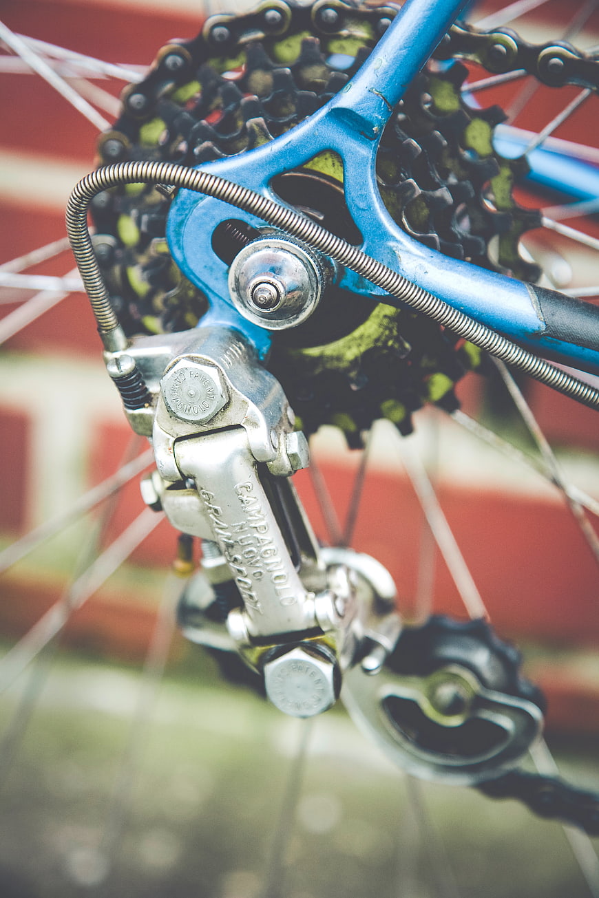 Close-up of Vintage Bicycle Rear Derailleur and Gears