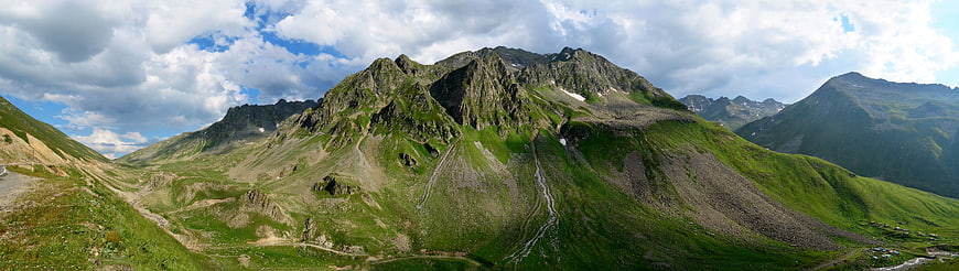 Panoramic View of Green Kaçkar Mountains with Clouds