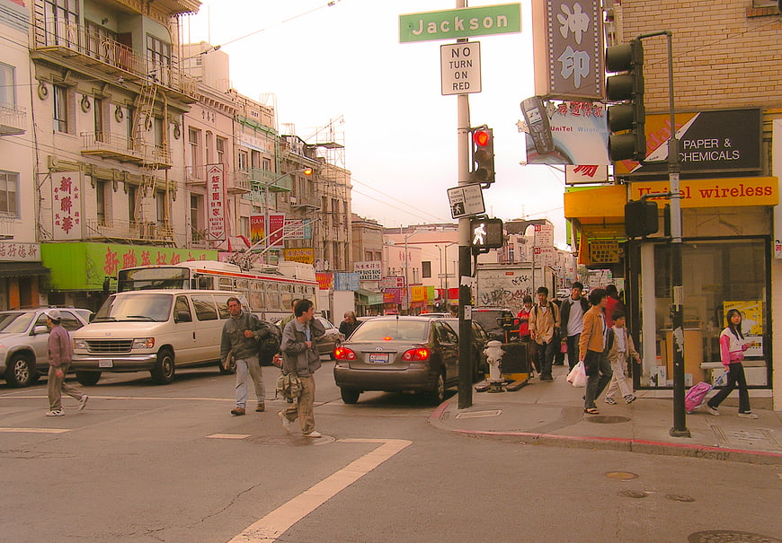 Busy Street Scene in San Francisco Chinatown
