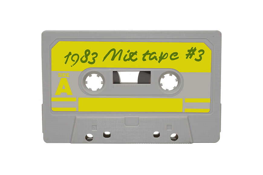 Vintage 1983 Mixtape Cassette on White Background