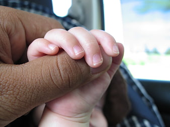 Close-up of adult and baby hands holding together
