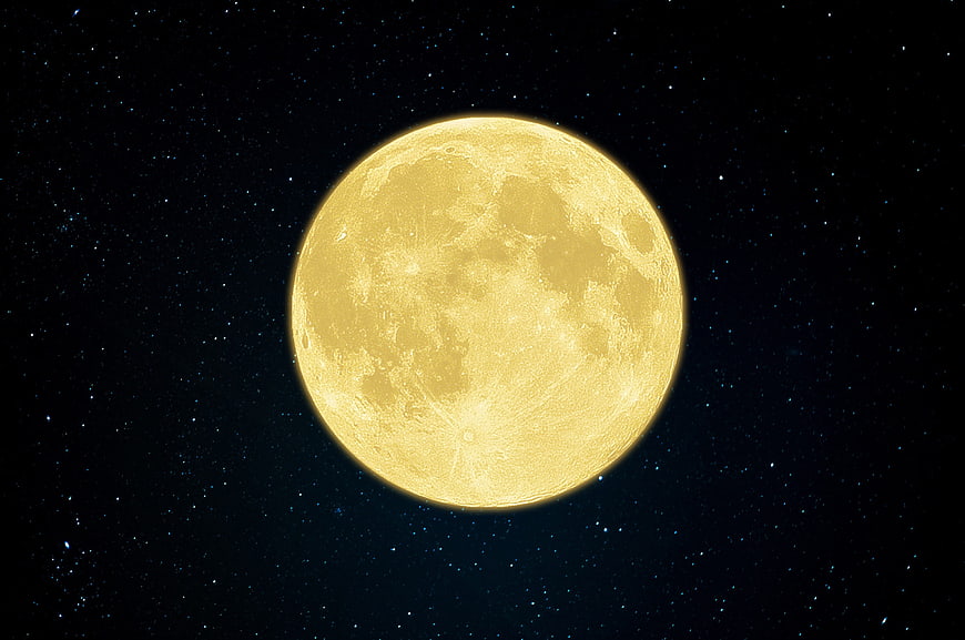 Full Moon in Starry Night Sky
