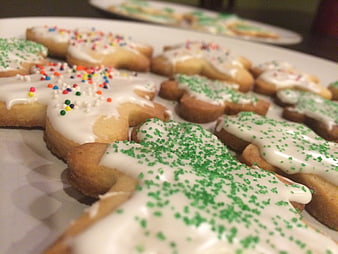 Homemade Christmas Cookies With White Icing And Sprinkles