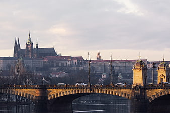 Prague Castle and Charles Bridge at Sunset