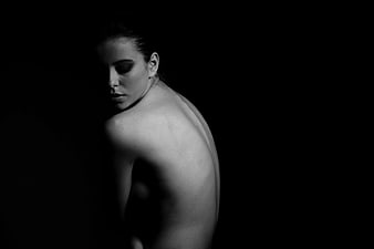 Dramatic Black and White Portrait of a Woman's Back