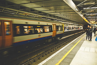Motion Blur Train Arriving at Underground Station Platform