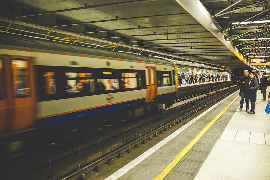 Motion Blur Train Arriving at Underground Station Platform