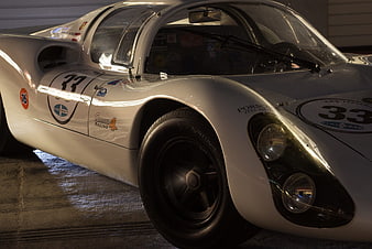 Vintage White Porsche 917 Race Car Close-Up