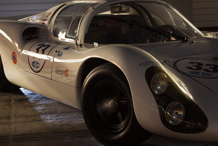 Vintage White Porsche 917 Race Car Close-Up