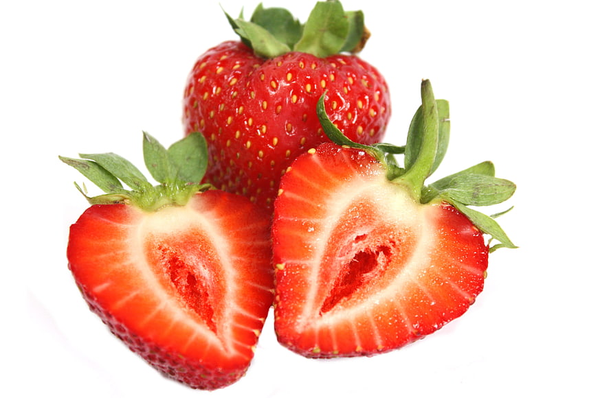 Fresh Red Strawberries Isolated on White Background