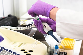 Scientist Using Pipette In Laboratory