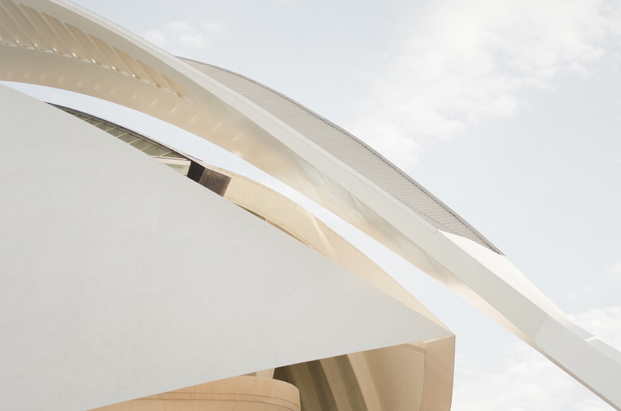 Modern White Curved Architecture Detail Against Sky