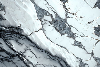 White Marble Texture with Gray Veins and Gold Accents