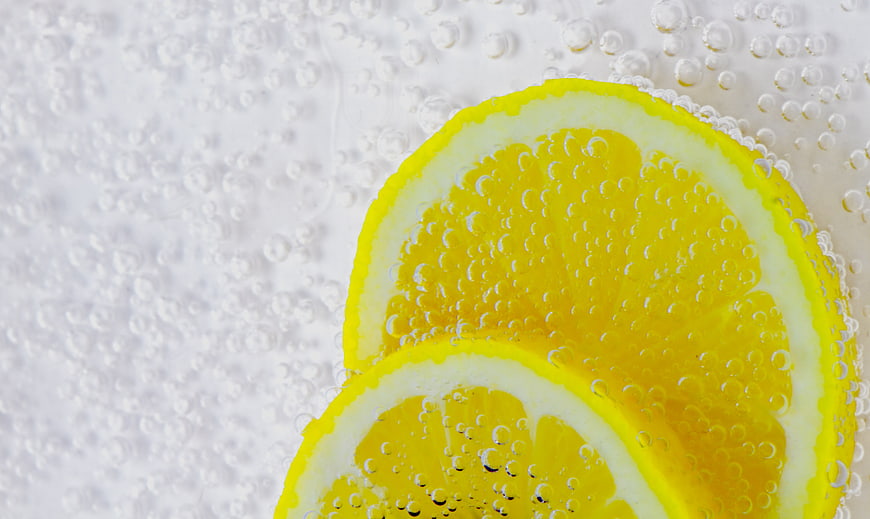 Fresh Lemon Slices in Sparkling Water