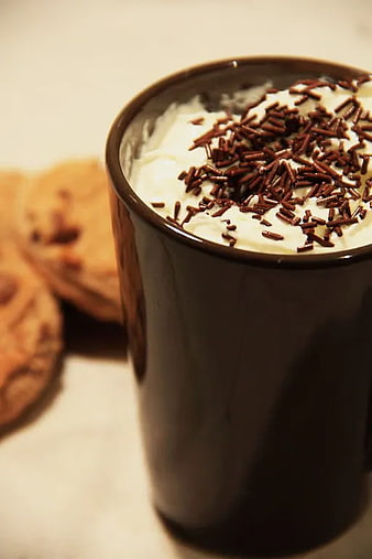 Hot Chocolate with Whipped Cream and Chocolate Sprinkles