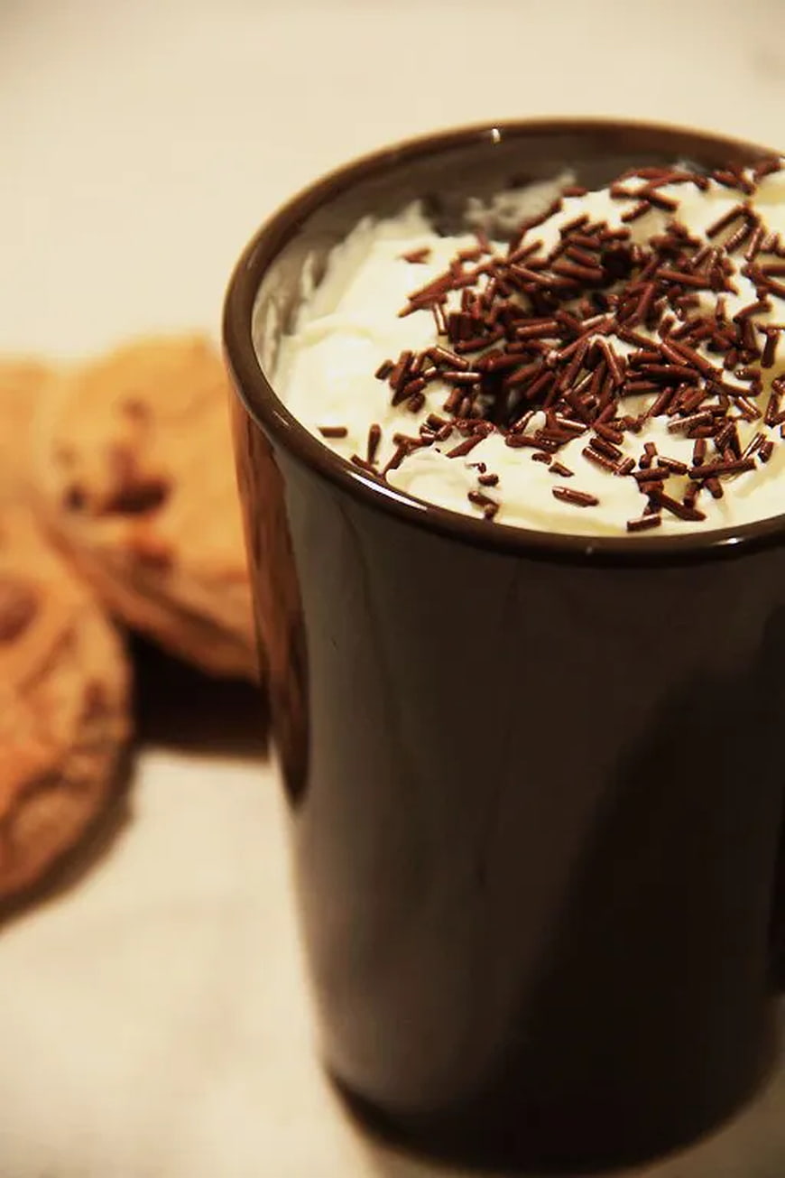 Hot Chocolate with Whipped Cream and Chocolate Sprinkles