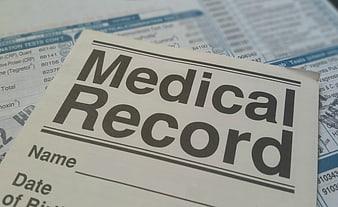 Close-up of Medical Record Document and Lab Results