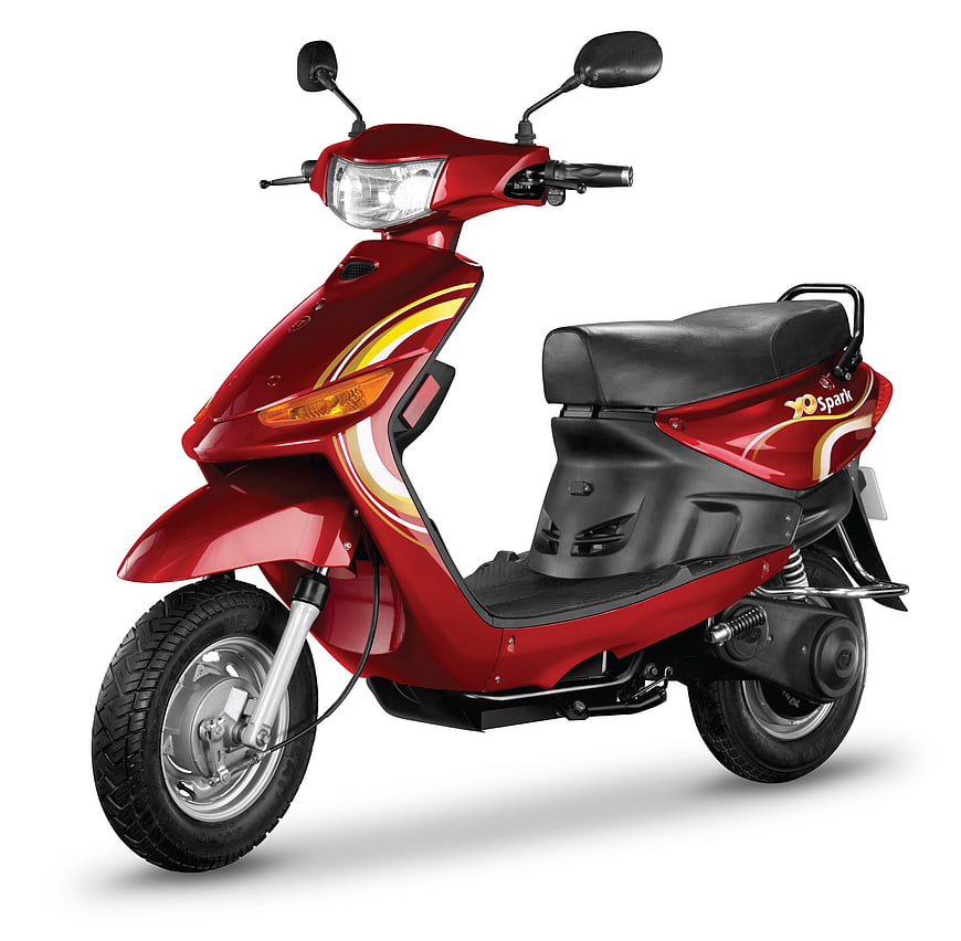 Red Electric Scooter Product Shot On White Background