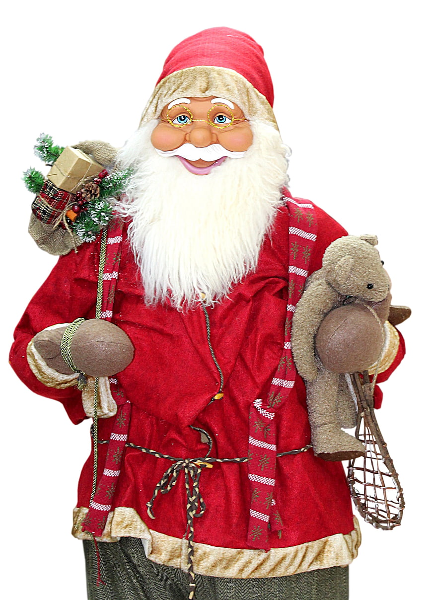 Vintage Santa Claus Doll with Gifts and Teddy Bear