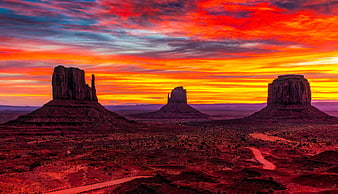 Vibrant Sunset Over Monument Valley Desert Buttes