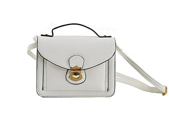 White Leather Crossbody Bag With Gold Hardware