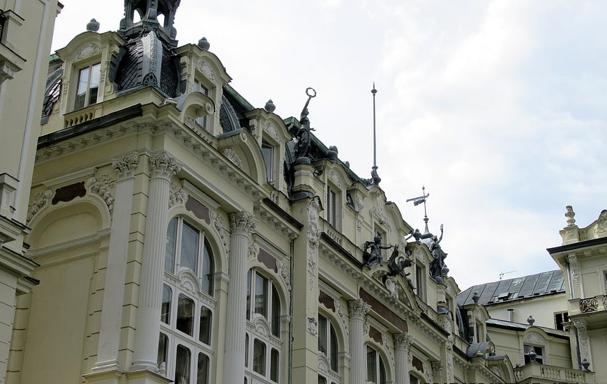 Ornate Baroque Hotel Facade in Karlovy Vary