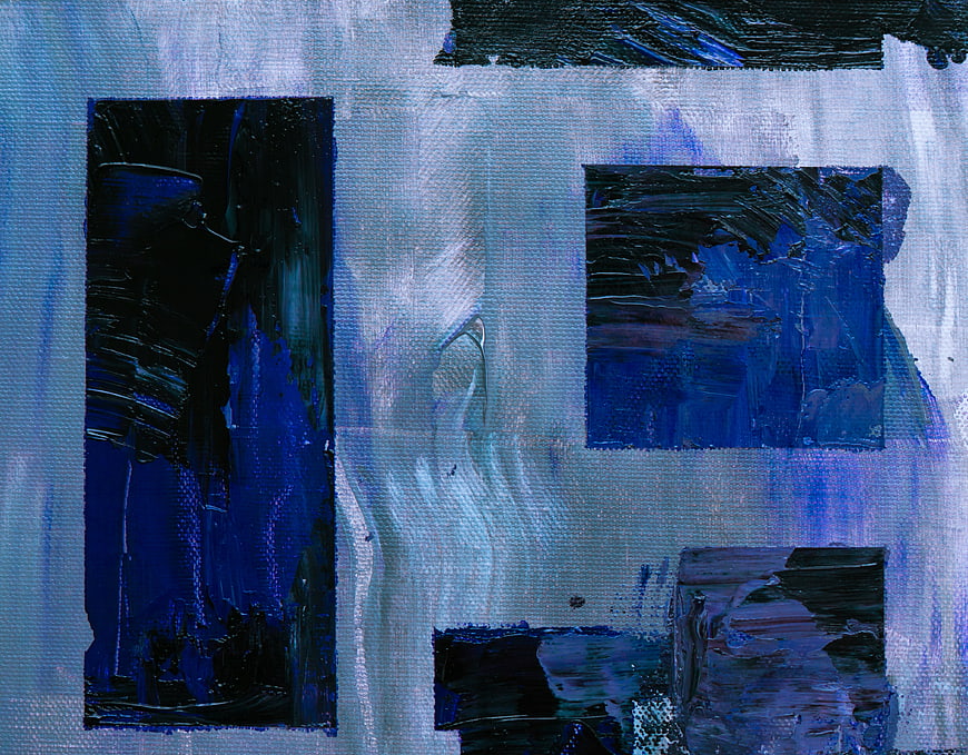 Abstract Blue Acrylic Painting with Thick Textured Brushstrokes
