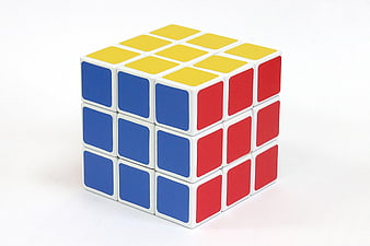 Solved Rubik's Cube on White Background