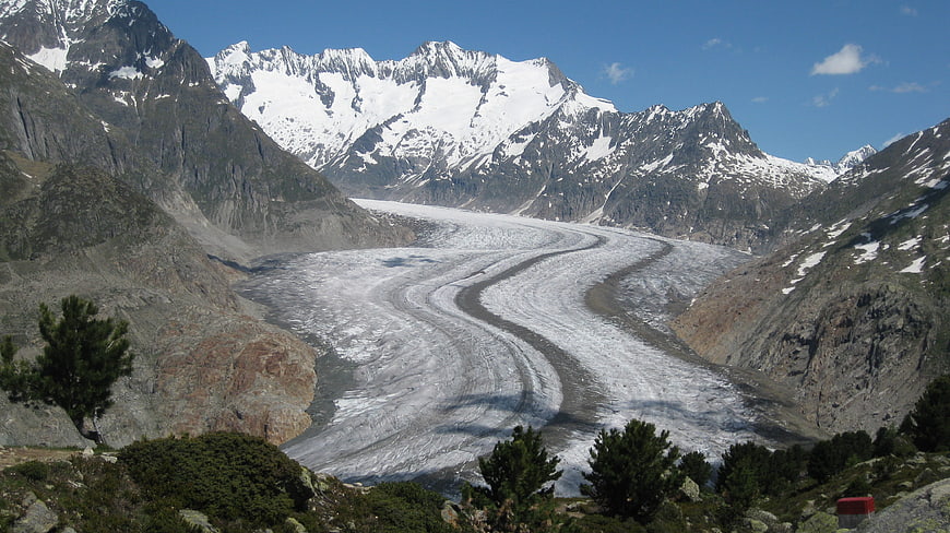 Panoramic View of Glacier and Snow-Capped Mountains in the Alps
