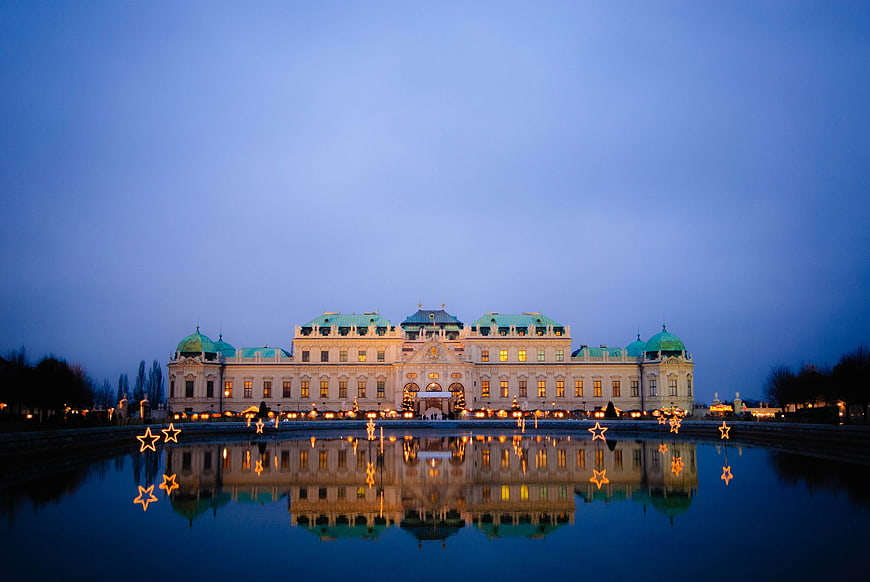 Belvedere Palace Vienna Reflection at Night