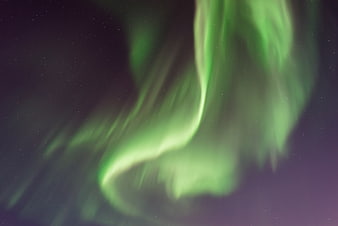 Vibrant Green Aurora Borealis in Night Sky