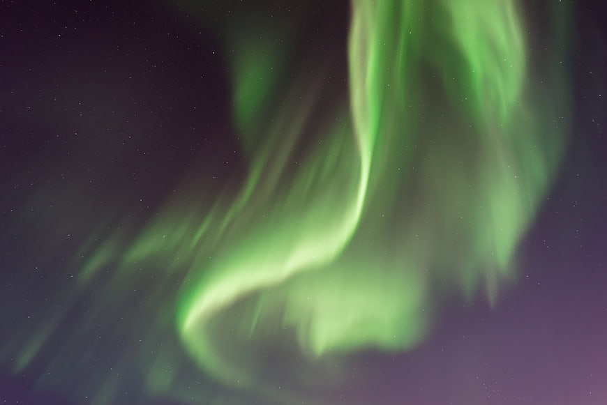 Vibrant Green Aurora Borealis in Night Sky