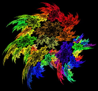 Colorful abstract fractal art with vibrant feather-like patterns