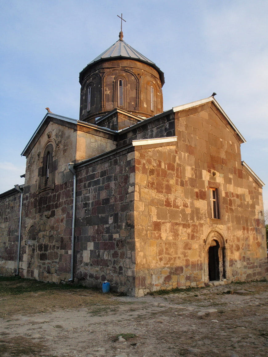 Ancient stone church with dome in Nikozi, Georgia
