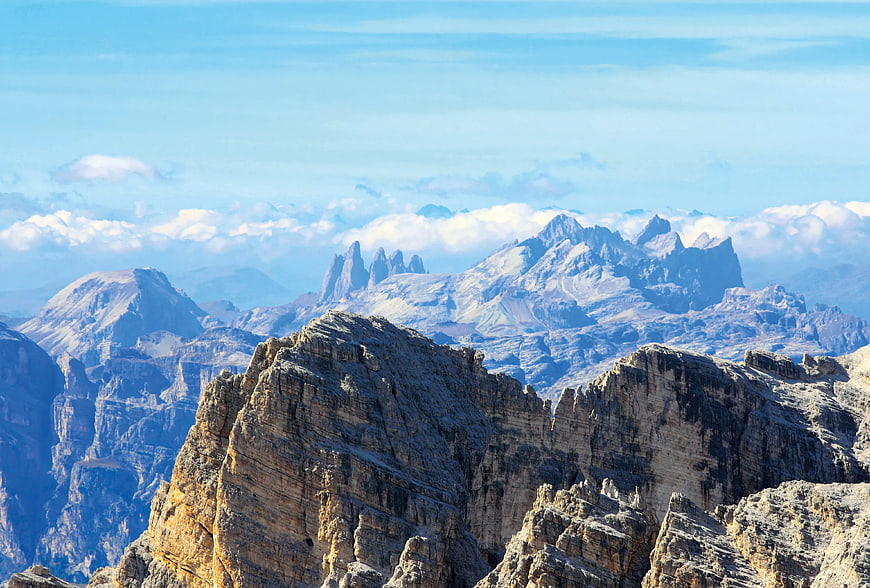 Dramatic Dolomites Mountain Peaks with Clouds