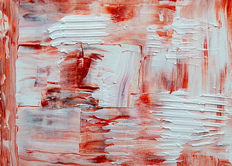 Abstract Red and White Acrylic Texture Painting