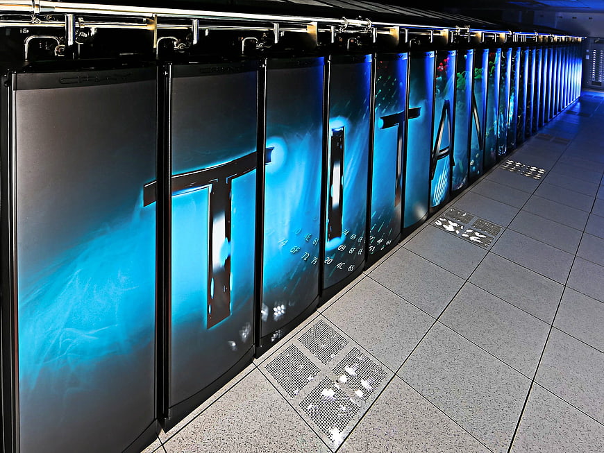 Titan Supercomputer Blue Server Racks In Data Center
