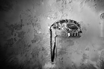 Vintage Mosaic Telephone on Textured Wall