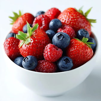 Fresh Mixed Berries in White Bowl