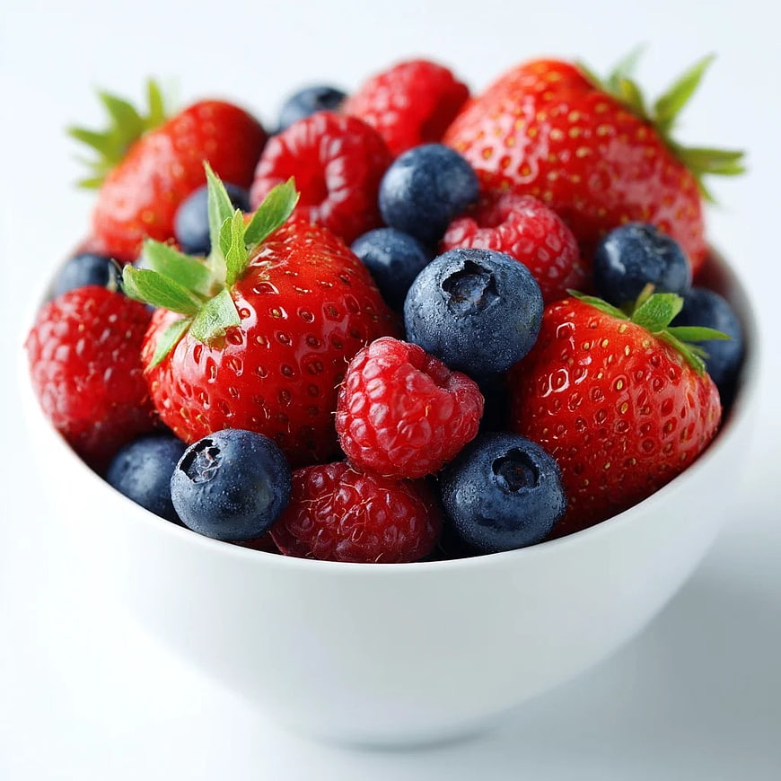 Fresh Mixed Berries in White Bowl