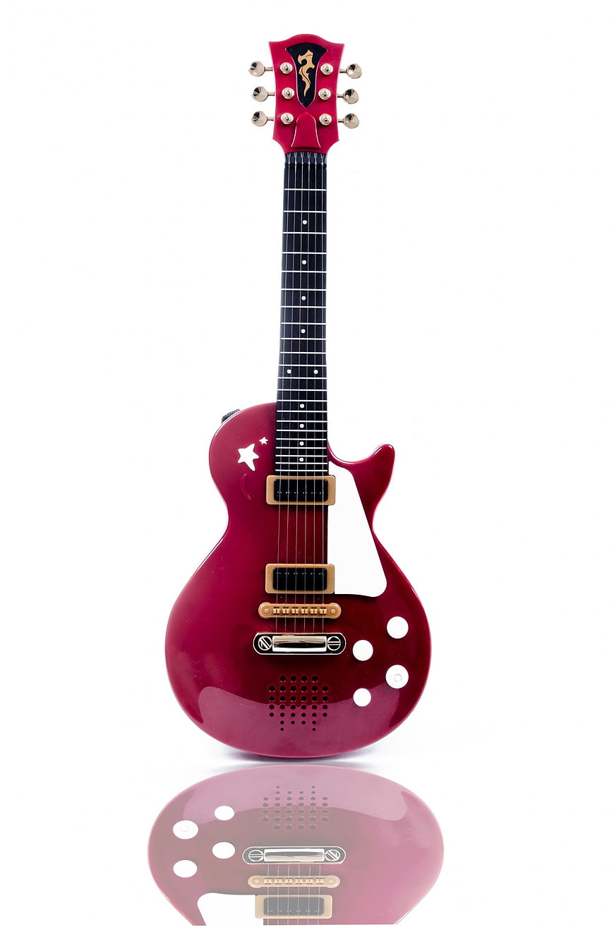 Red Electric Guitar Isolated on White Background
