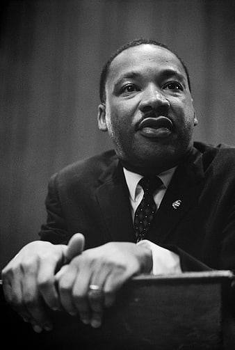 Historical Black and White Portrait of Martin Luther King Jr. Speaking