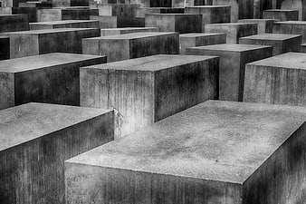 Black and white concrete slabs of the Holocaust Memorial in Berlin