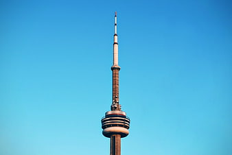 CN Tower Top Against Clear Blue Sky