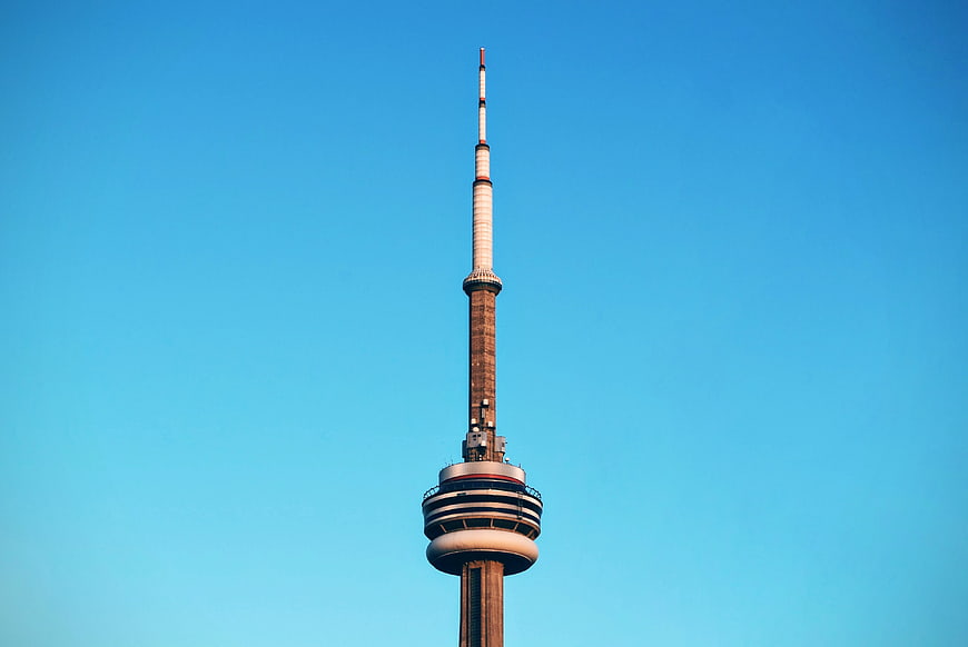 CN Tower Top Against Clear Blue Sky
