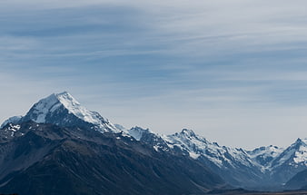 Snow-Capped Mountain Peak with Vast Blue Sky