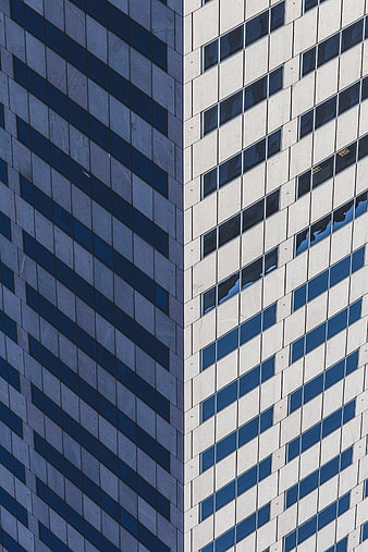Abstract Modern Office Building Facade with Blue Windows