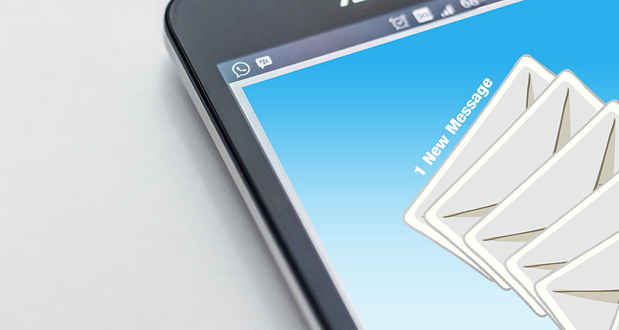 Smartphone Screen with New Message Notification and Envelopes