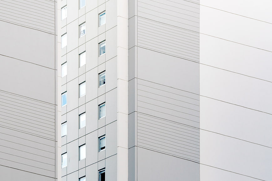 Minimalist White Modern Apartment Building Facade