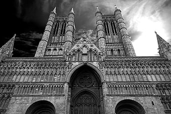 Dramatic Black and White Gothic Cathedral Architecture